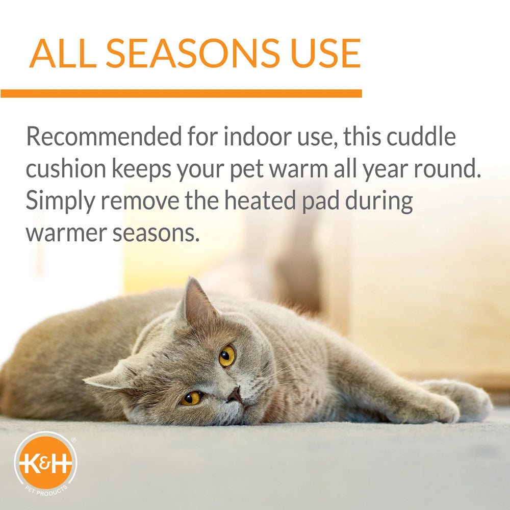 K&H Thermo-Pet Cuddle Cushion Heated Pet Bed – Indoor Heated Sofa-Style Bed for Cats & Small Dogs with Removable Cushion