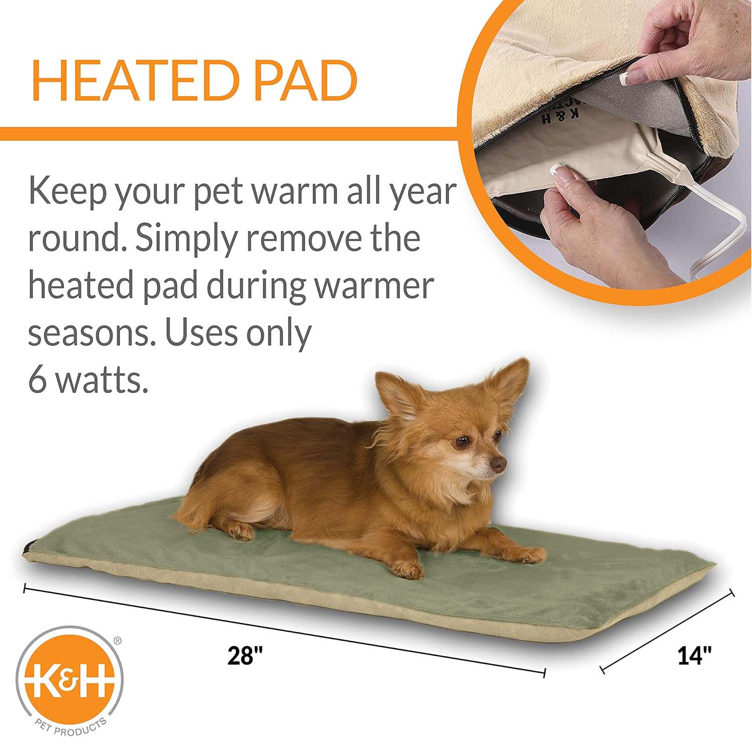 K&H Thermo-Pet Heated Mat for Small Dogs and Cats –  Indoor Heated Bed Pad