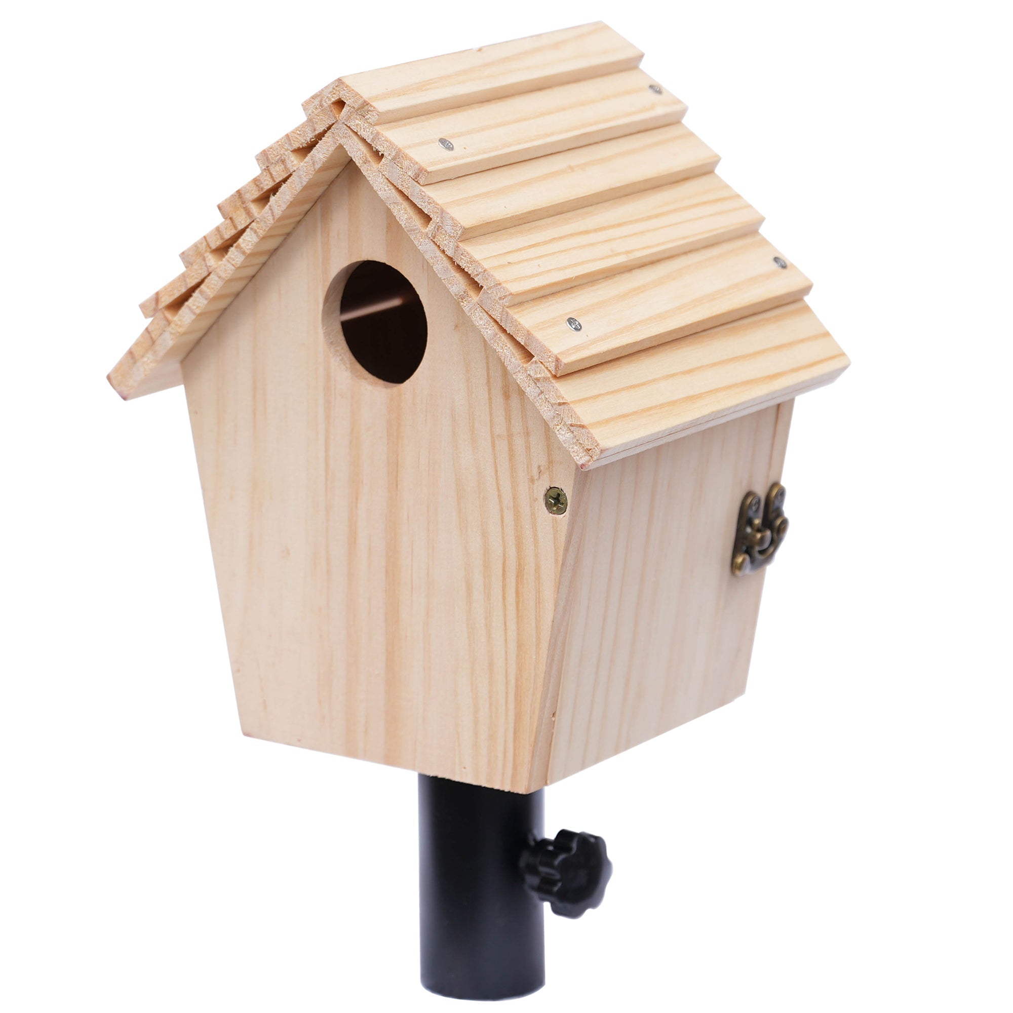 Outdoor Bluebird House with Baby Steps – Durable Pine, T-Post Mountable Adaptor Included