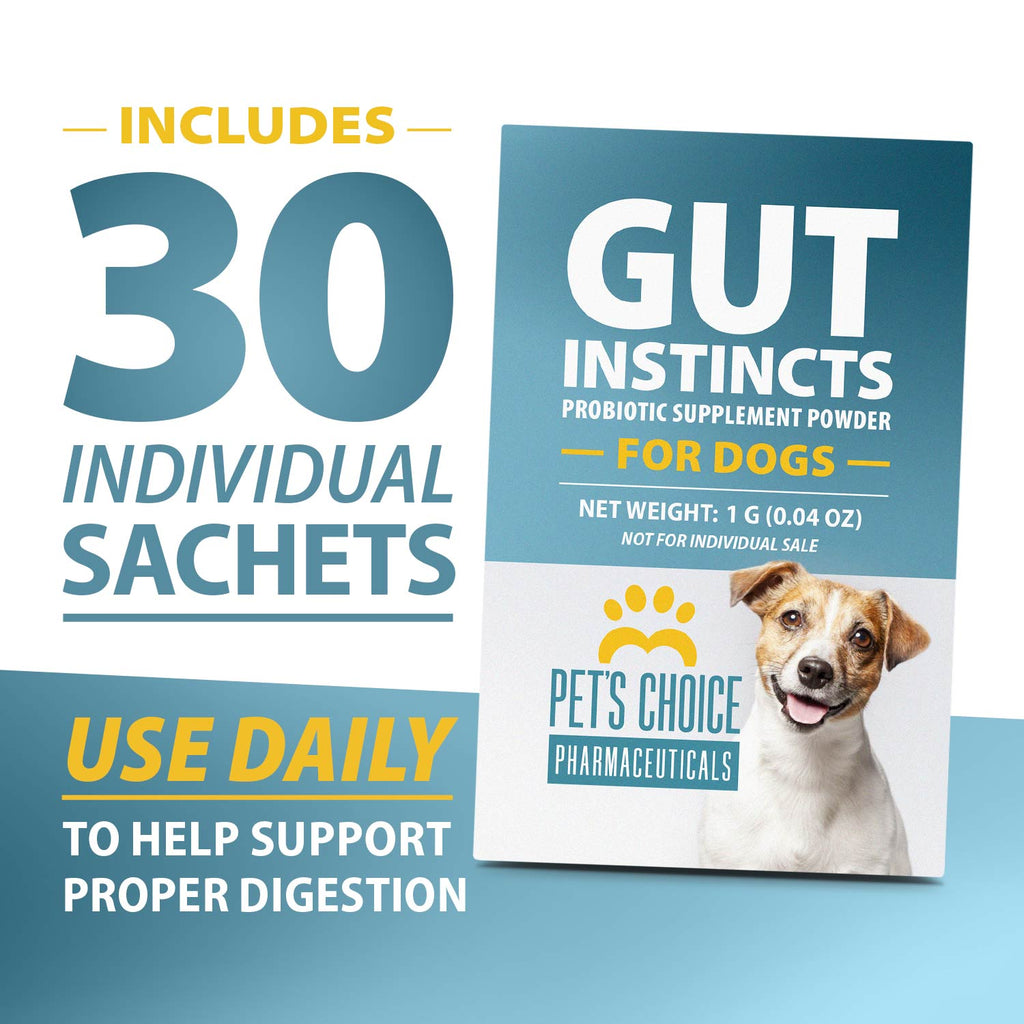 Pet's Choice Gut Instincts Probiotic Powder Packets for Dogs – Daily Digestive & Immune Support, 30 Count