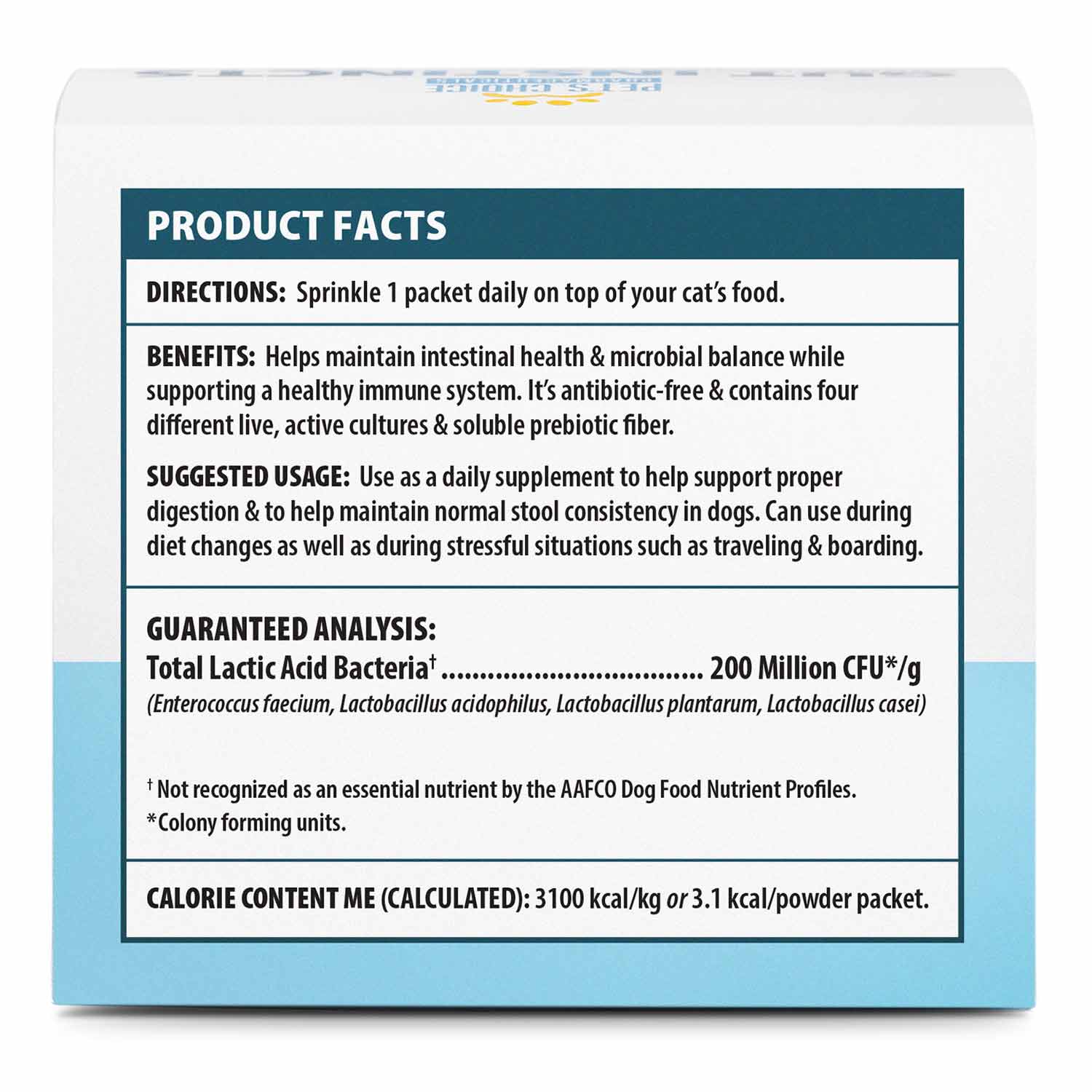 Pet’s Choice Gut Instincts Probiotic Supplement for Cats, Digestive & Immune Support, 30 Powder Packets, Made in USA