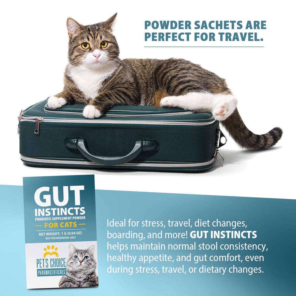 Pet’s Choice Gut Instincts Probiotic Supplement for Cats, Digestive & Immune Support, 30 Powder Packets, Made in USA