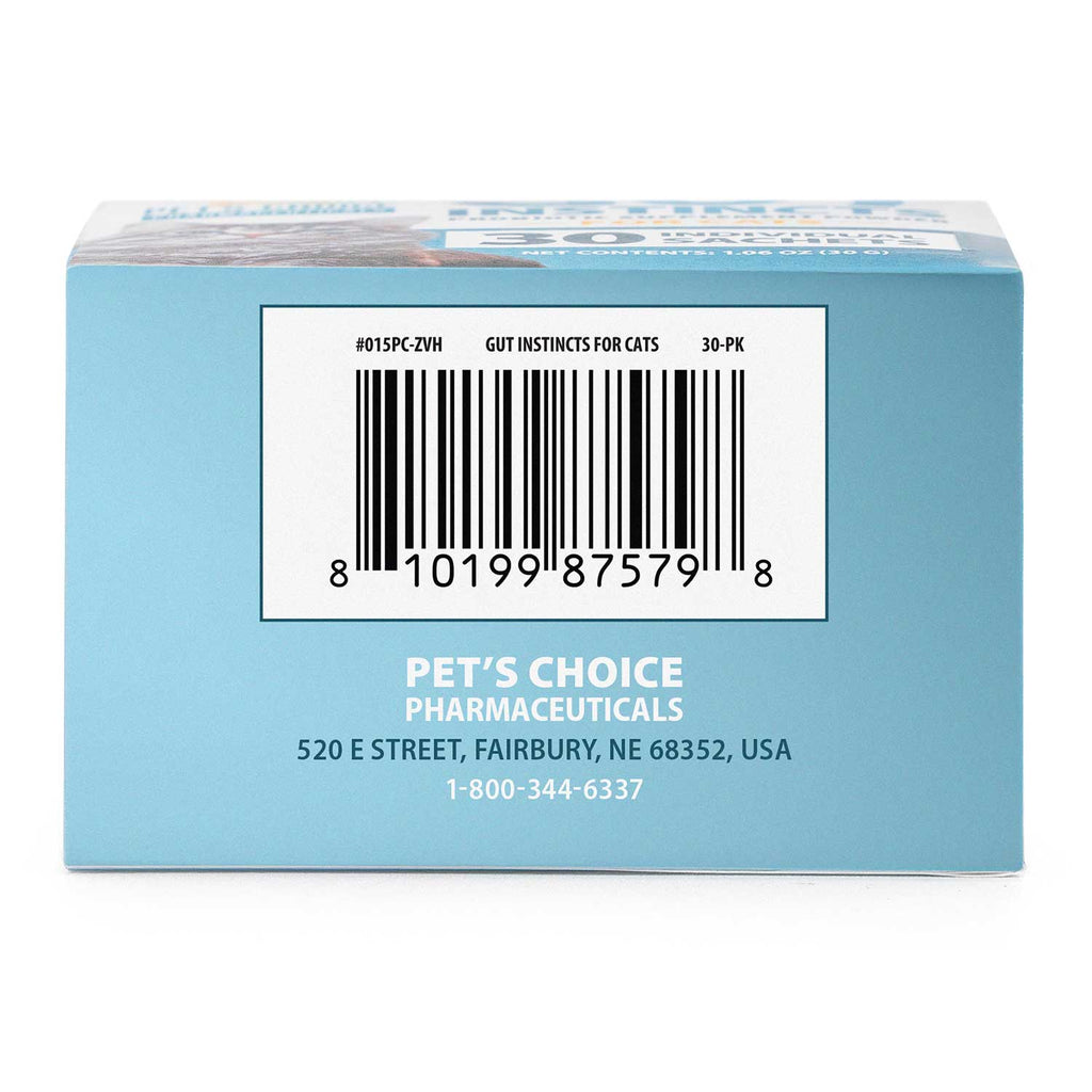 Pet’s Choice Gut Instincts Probiotic Supplement for Cats, Digestive & Immune Support, 30 Powder Packets, Made in USA