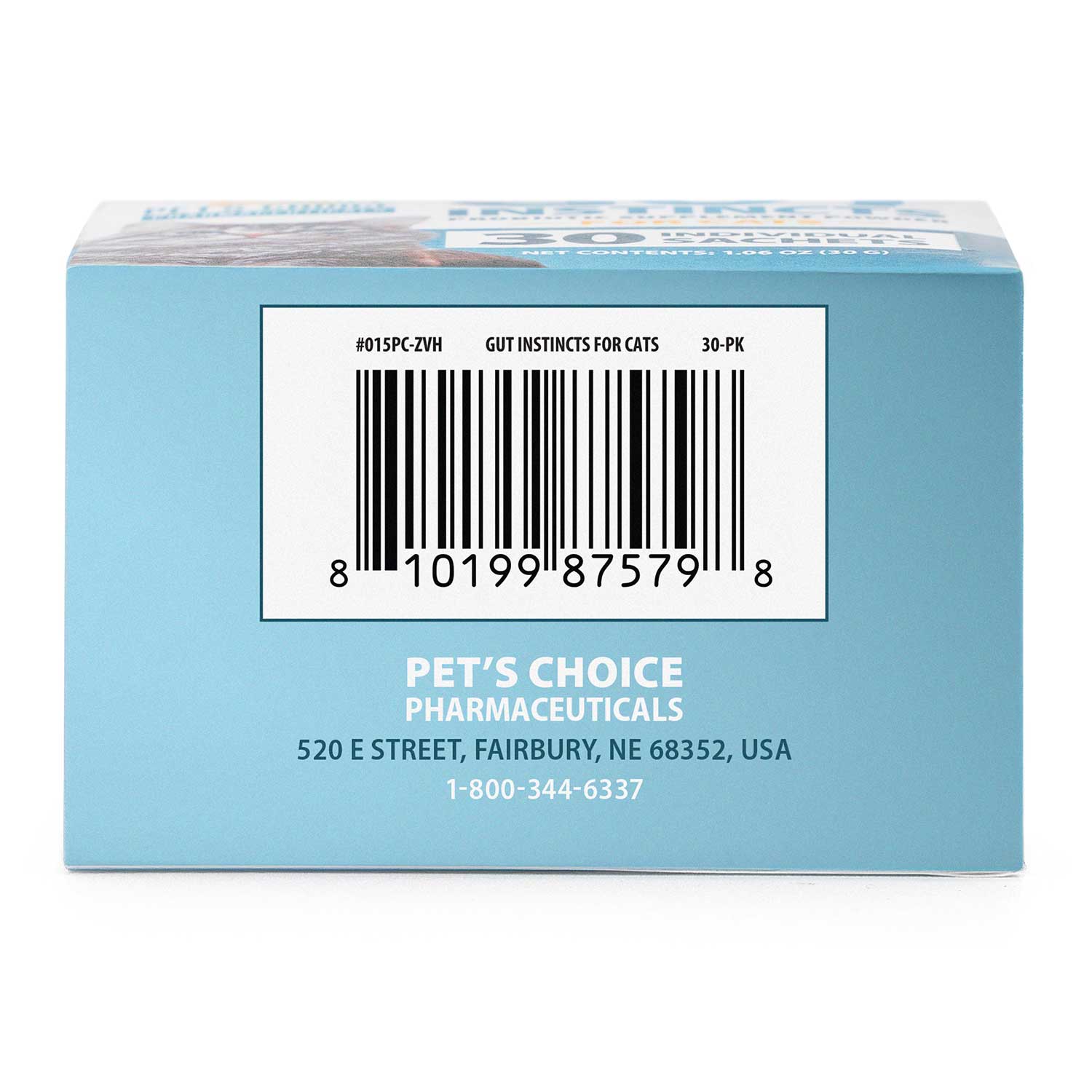 Pet’s Choice Gut Instincts Probiotic Supplement for Cats, Digestive & Immune Support, 30 Powder Packets, Made in USA