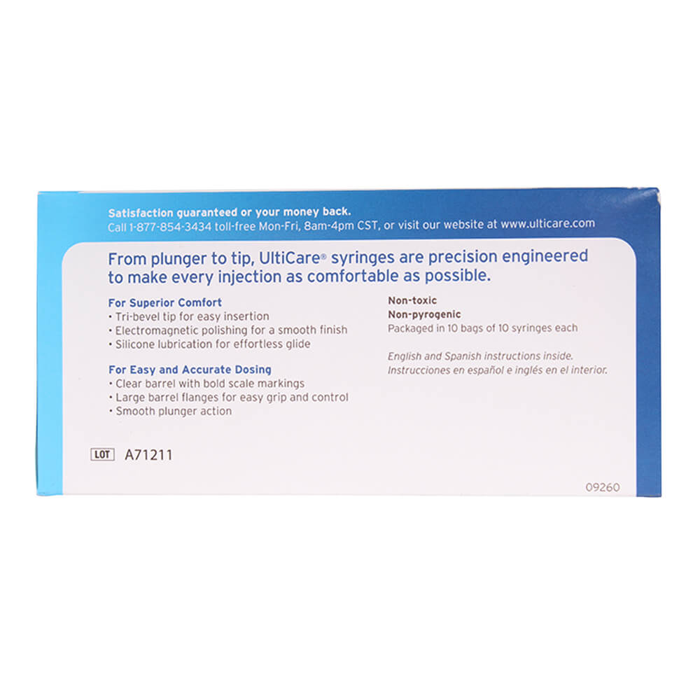 UltiCare U-40 Insulin Syringes, 29ga x ½", Box of 100 ct