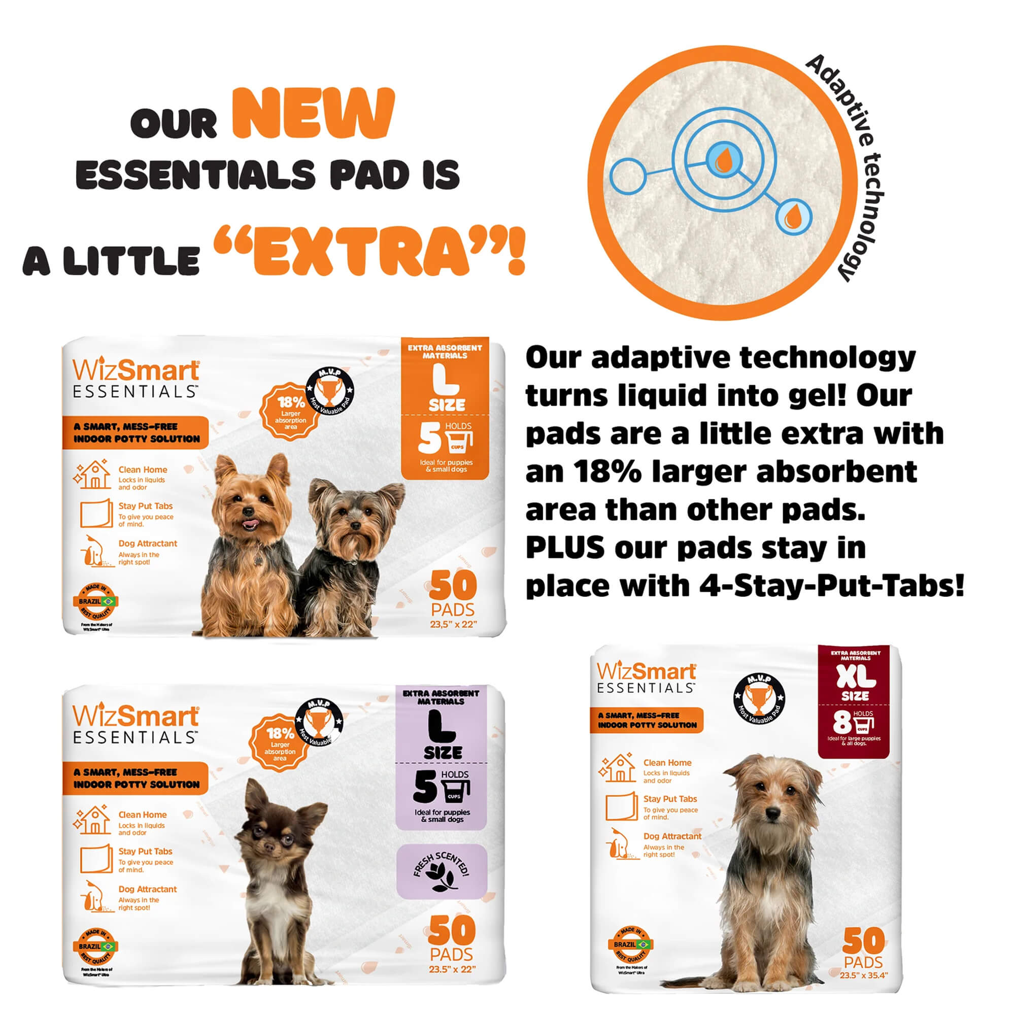 WizSmart Essentials Large Dog Training Pads for Puppies