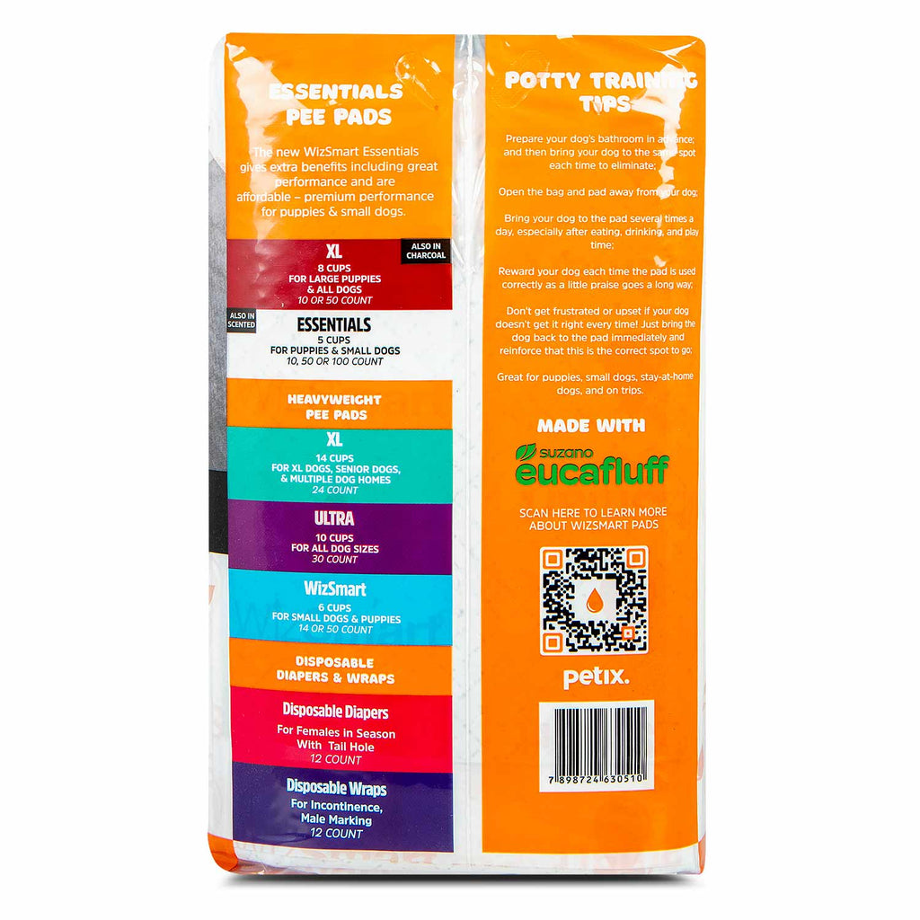 WizSmart Essentials Pads with Charcoal, XL, 50 ct